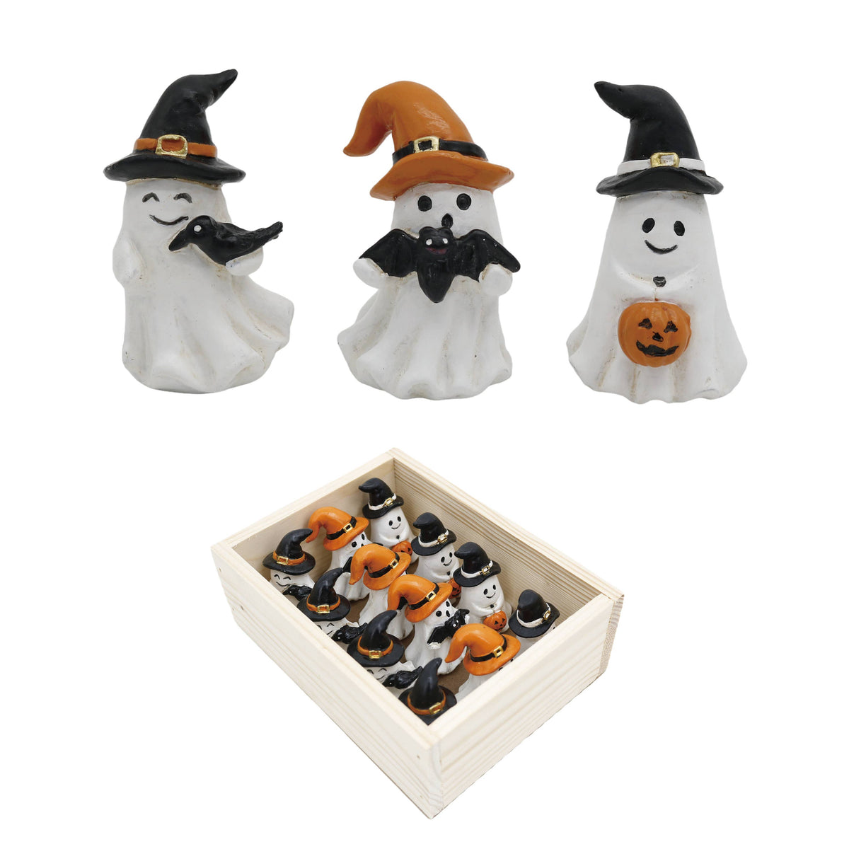 Halloween Resin Mini Ghosts with Hats Figurines
