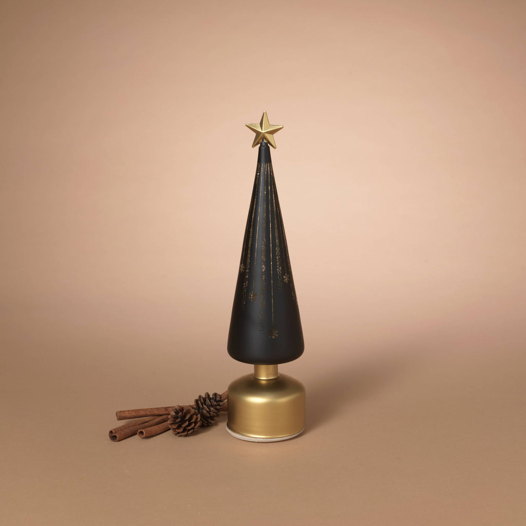 Christmas 14.5"H Battery Operated Twinkle Lighted Rotating Glass Tree with Timer