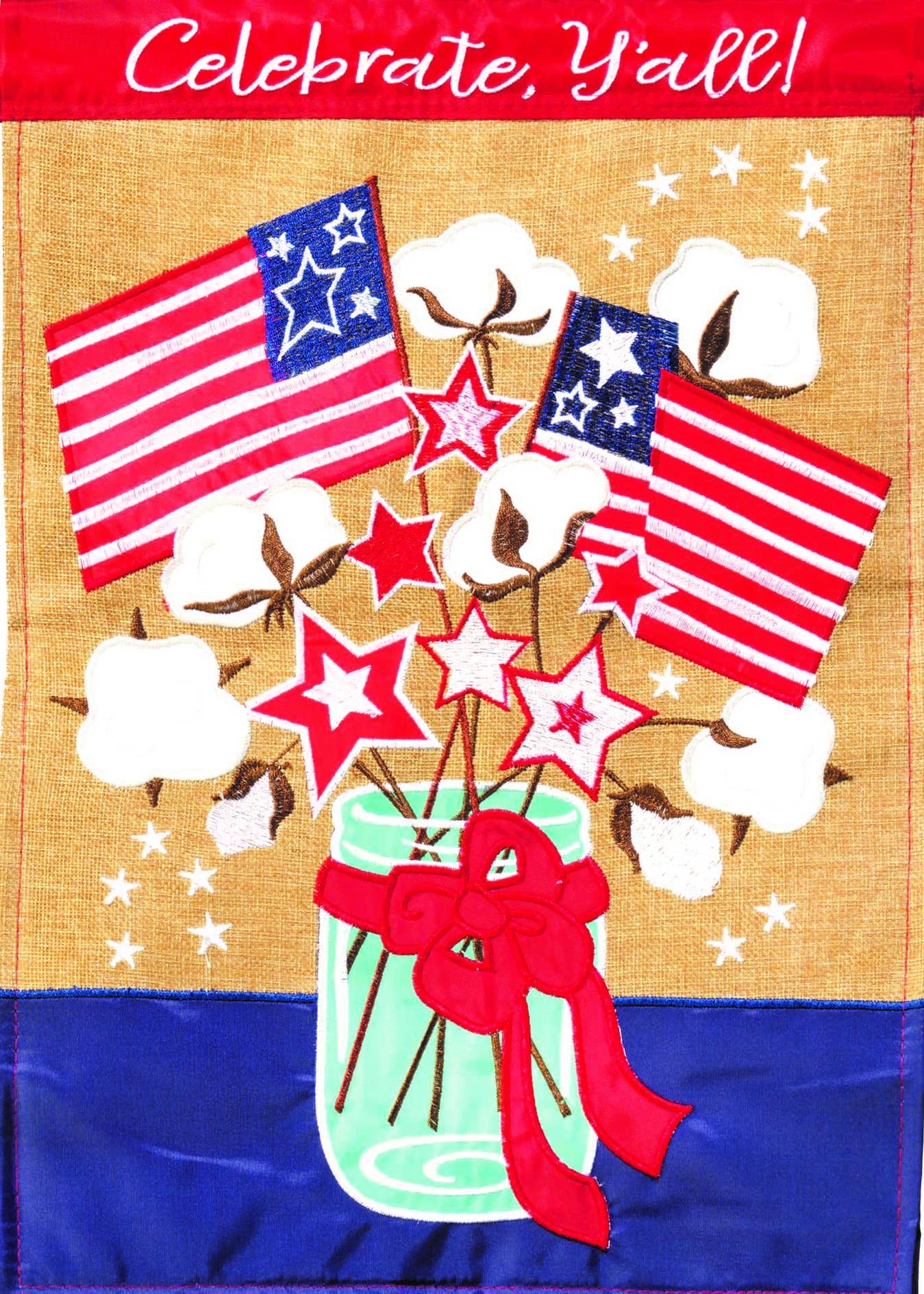 Patriotic Cotton Jar Garden Flag