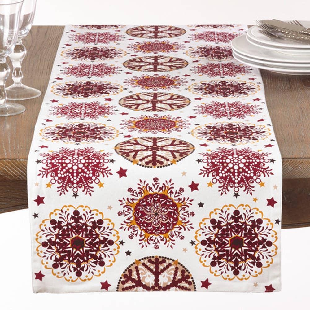 Red Snowflake Festive 16"x72" Table Runner