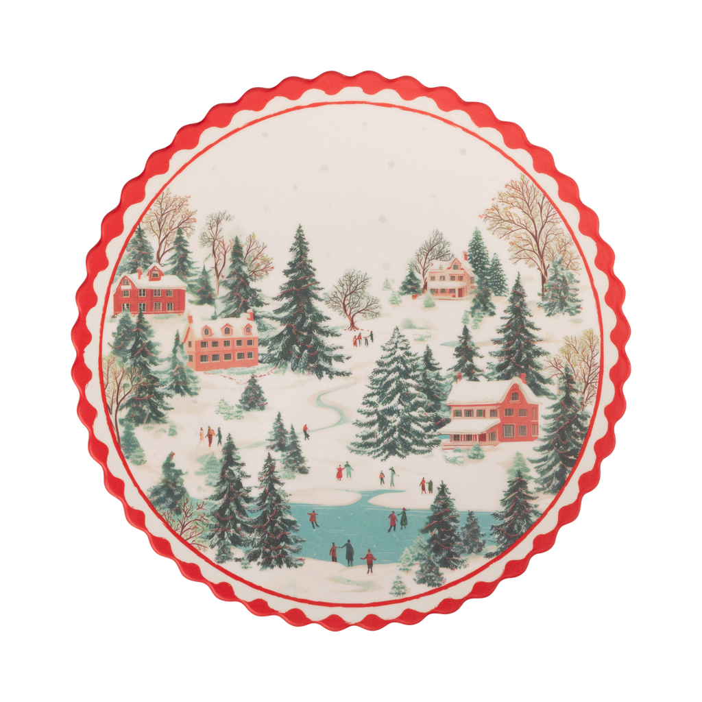 Christmas Scene Bamboo Plate Set