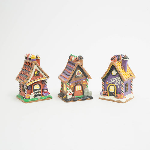 7.5"H Lighted Clay Dough Halloween House