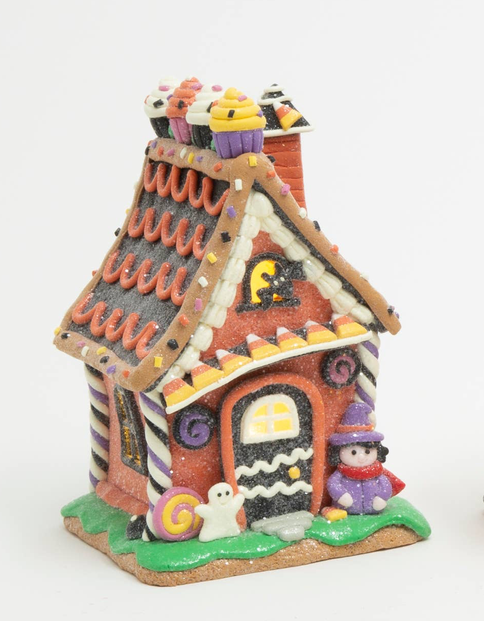 7.5"H Lighted Clay Dough Halloween House