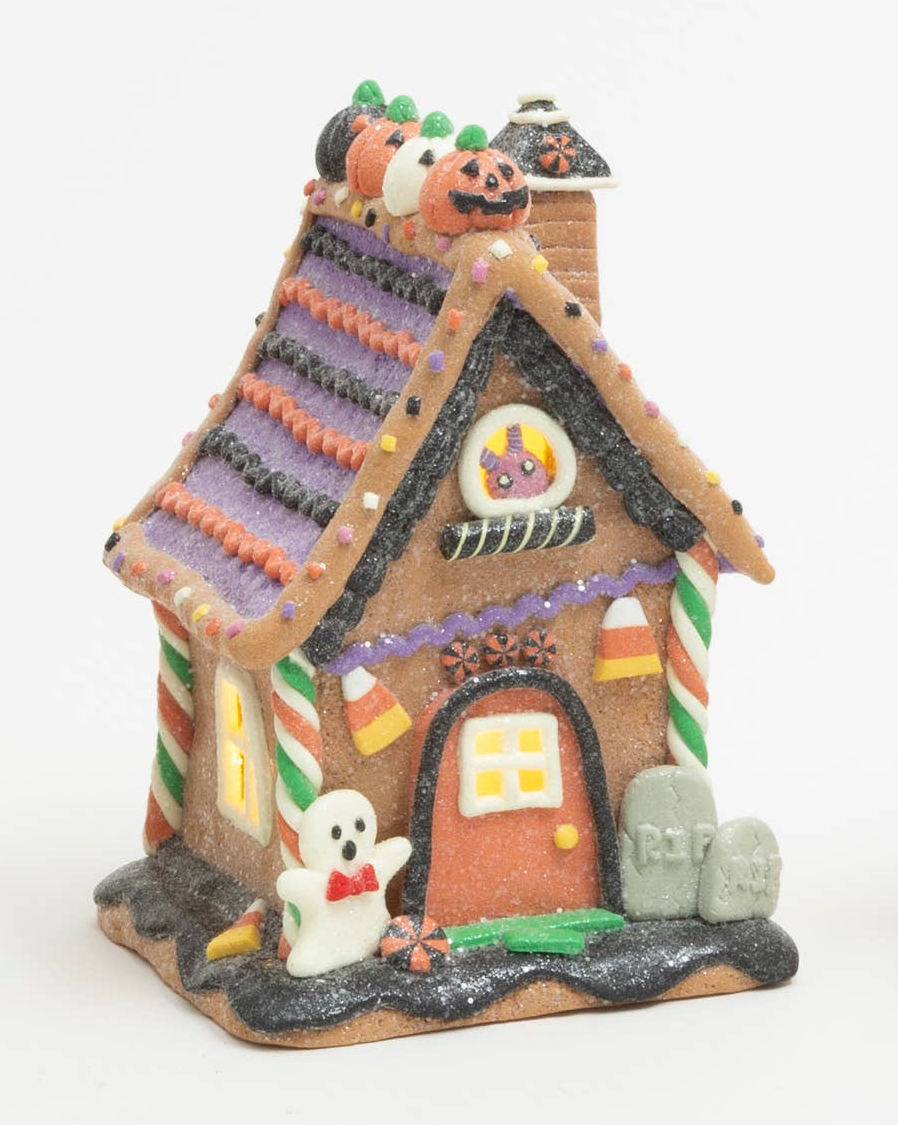 7.5"H Lighted Clay Dough Halloween House