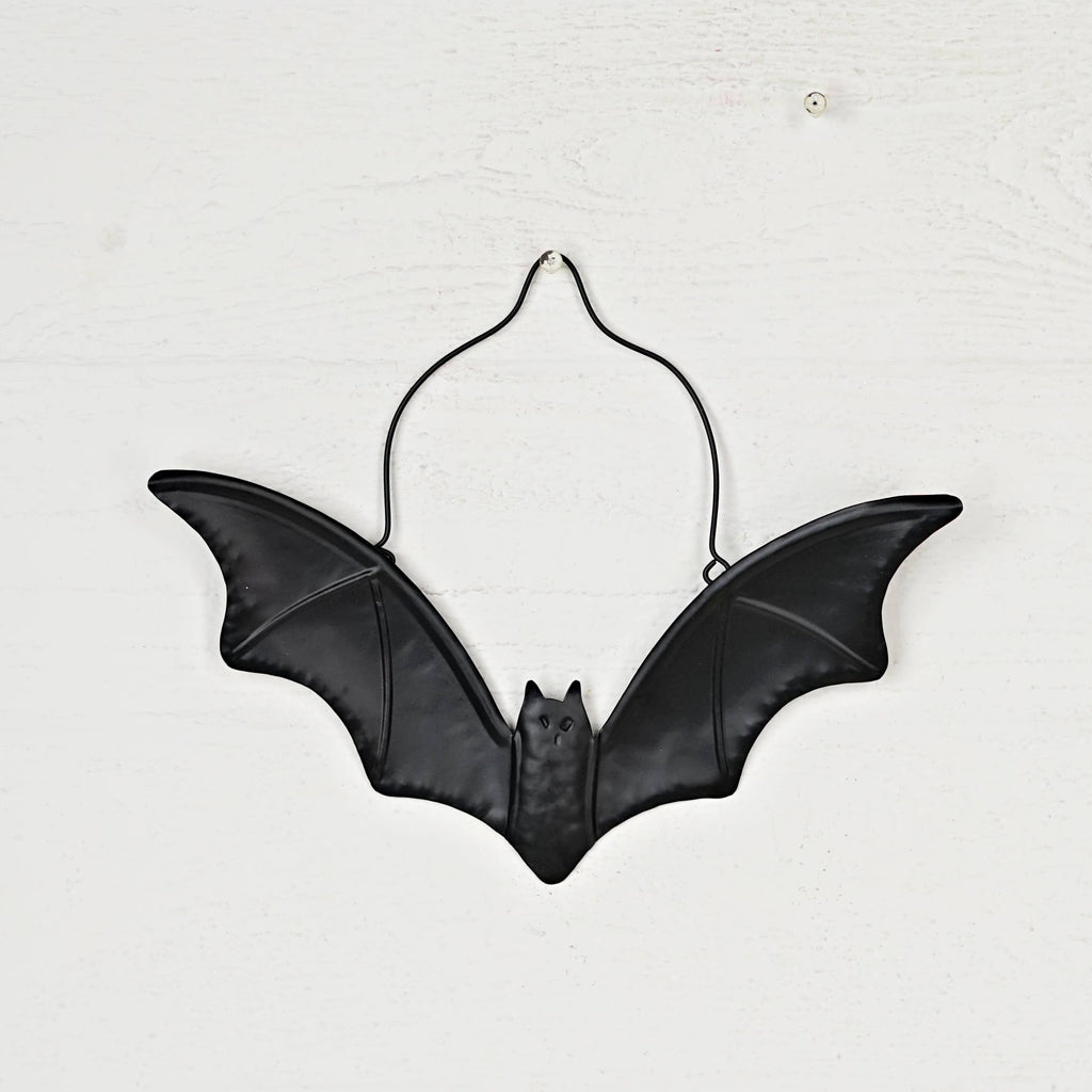 Metal Black Flying Bat Ornament-12W x 9H