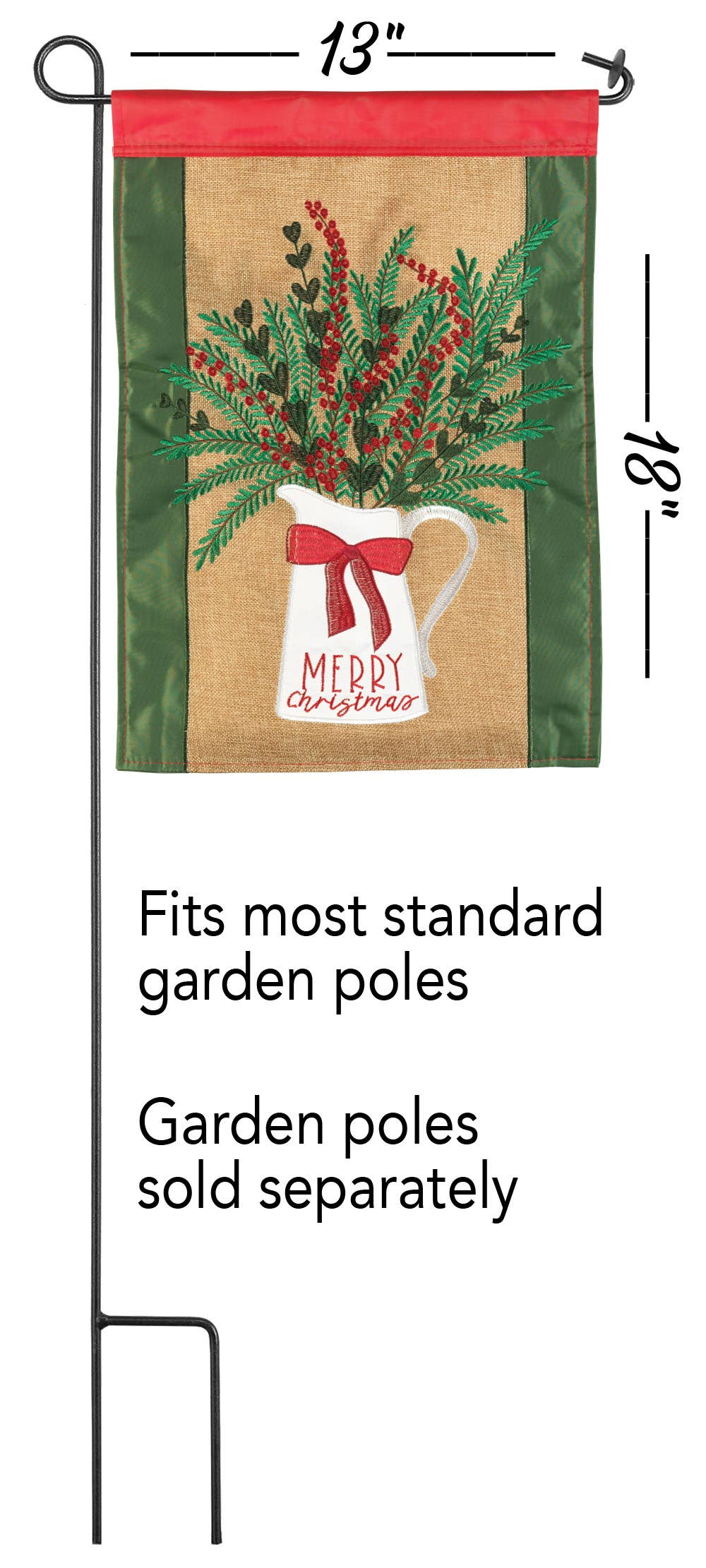 Merry Christmas Pitcher Garden Flag