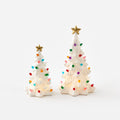 Lighted Christmas Porcelain Tabletop Trees, Set of 2