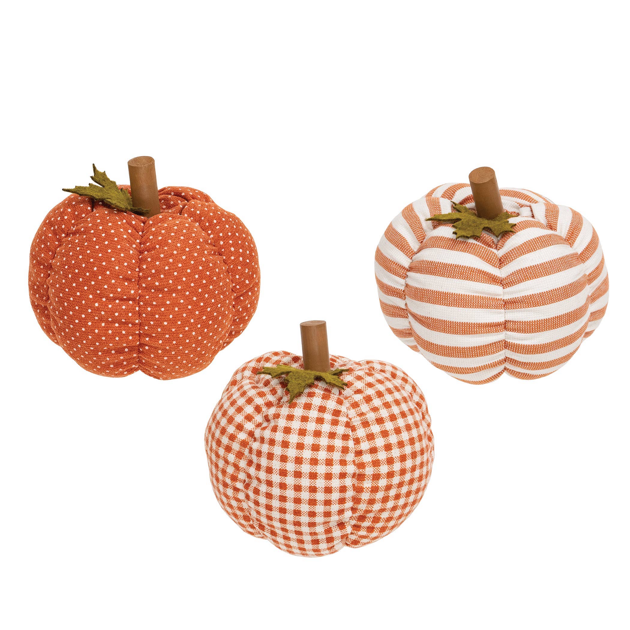 Plush Orange Patterned Pumpkin, set of 3