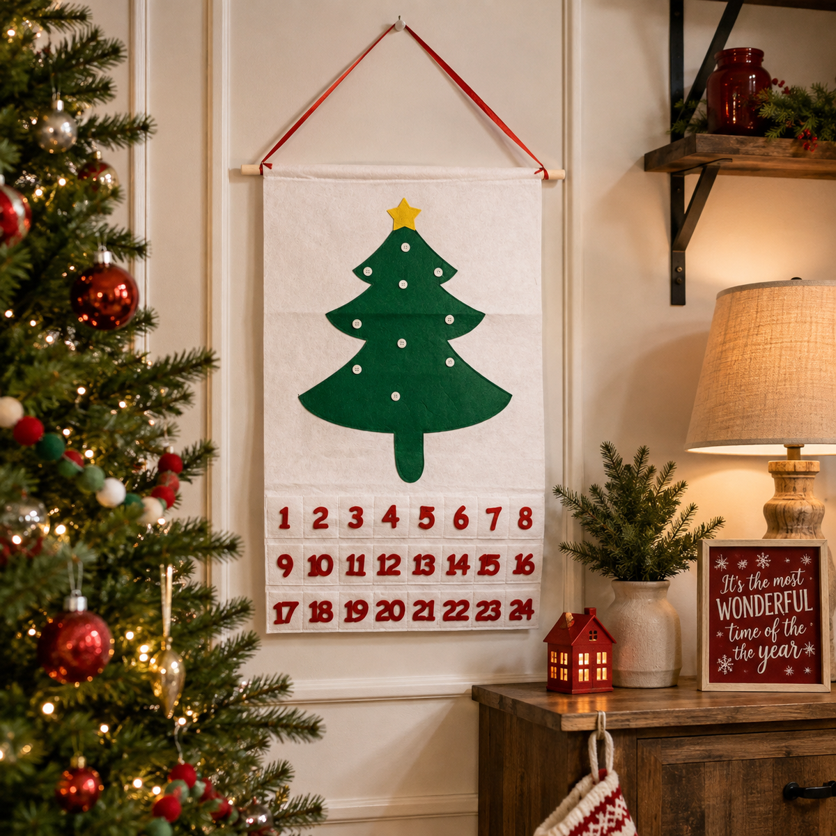 Christmas Home Decor Advent Calendar Felt |  Handmade