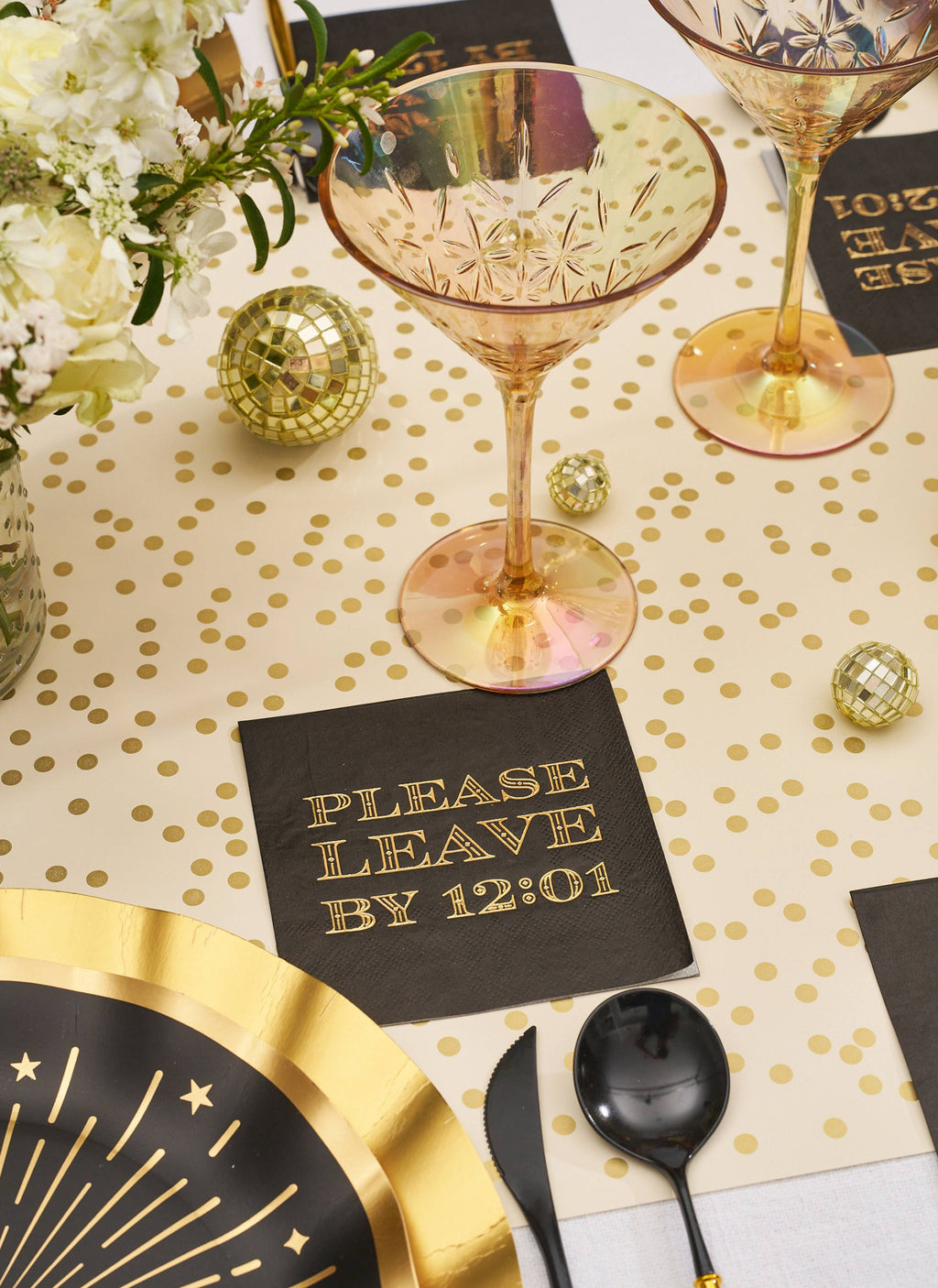 Midnight Sparkle Please Leave By 12:01 Cocktail Napkins