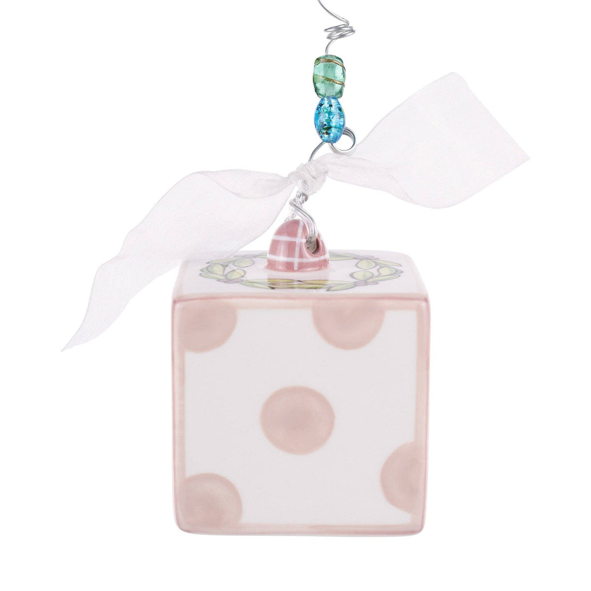Pink Baby's 1st Christmas Block Ornament