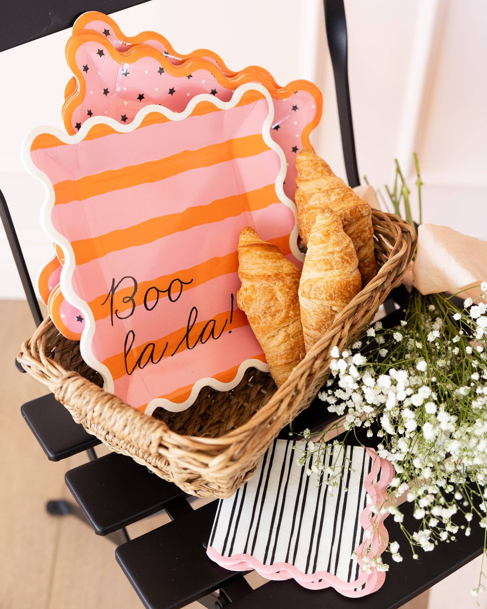 White & Black Striped Cocktail Napkin