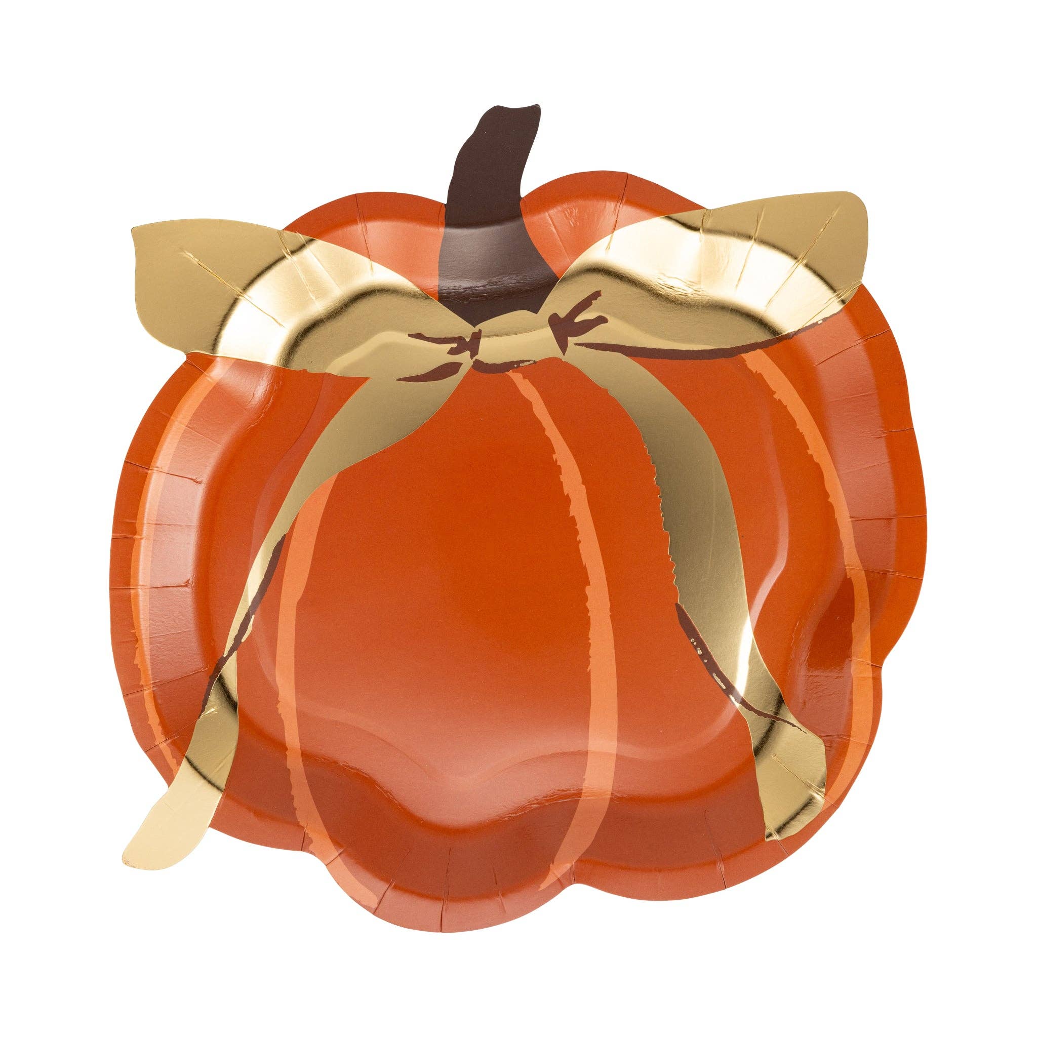 PUMPKIN GOLD FOIL BOW 10" PAPER PLATE (8ct)