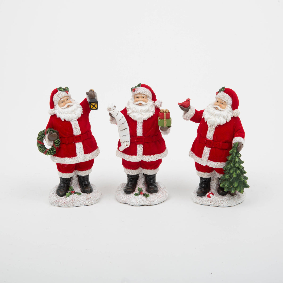Christmas 6.5"H Resin Holiday Santa, 3 Asst