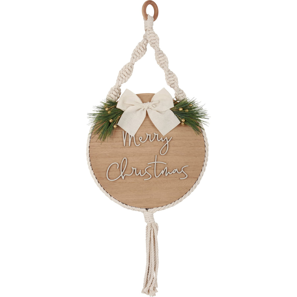 Merry Christmas Natural Hanging Decor