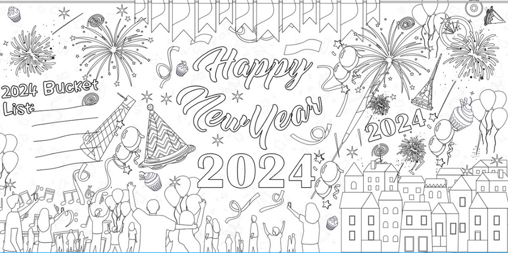 New Year's Eve 2026 Coloring Tablecloth