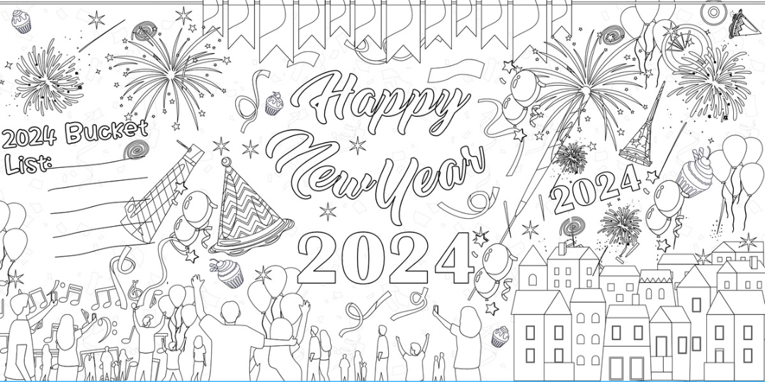 New Year's Eve 2026 Coloring Tablecloth