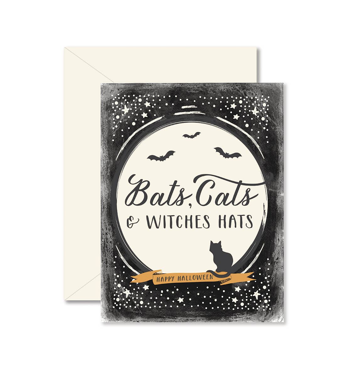 Bats, Cats, and Witches Hats Halloween Greeting Card