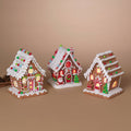 Christmas 6.5"H Lighted Clay Dough Gingerbread House, 3 Asst