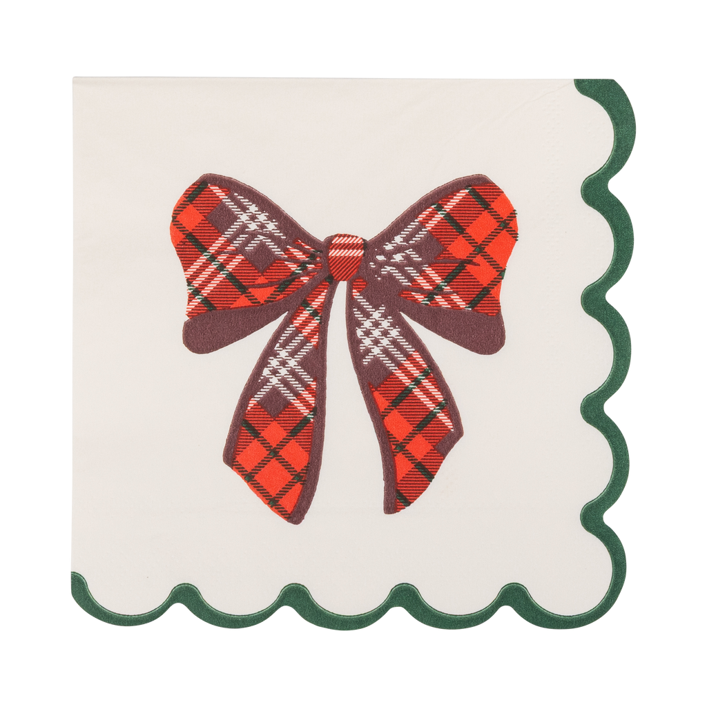 Plaid Bow Cocktail Napkin