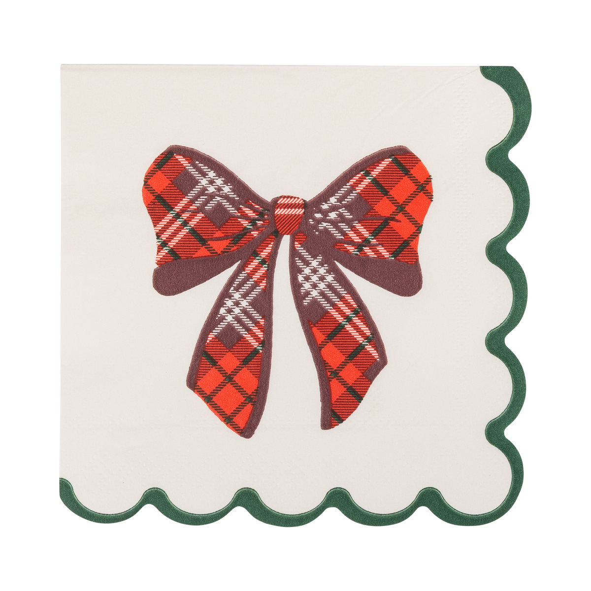 Plaid Bow Cocktail Napkin