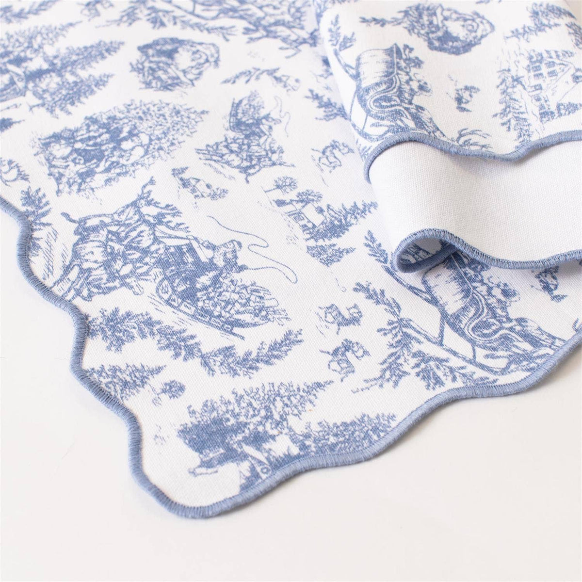 Frosted Blue Pine Toile Table Runner