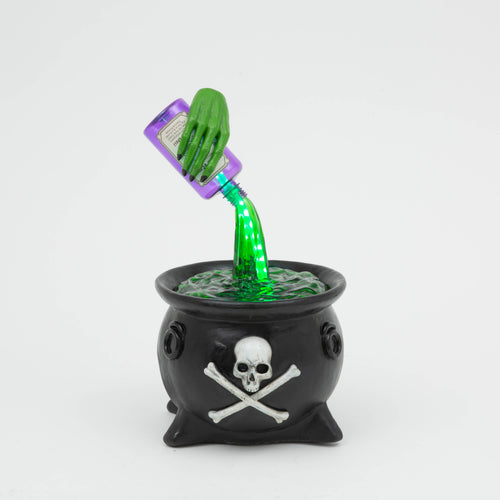 19.3"H B/O Lighted Magnesium Halloween Cauldron w/ Timer
