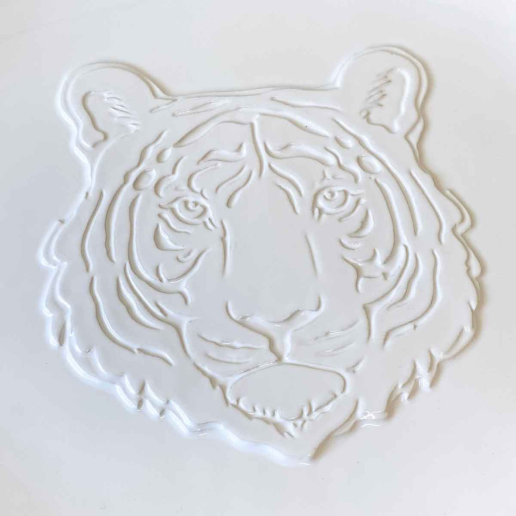 Go Get 'em Tiger Embossed Platter White 16x12in