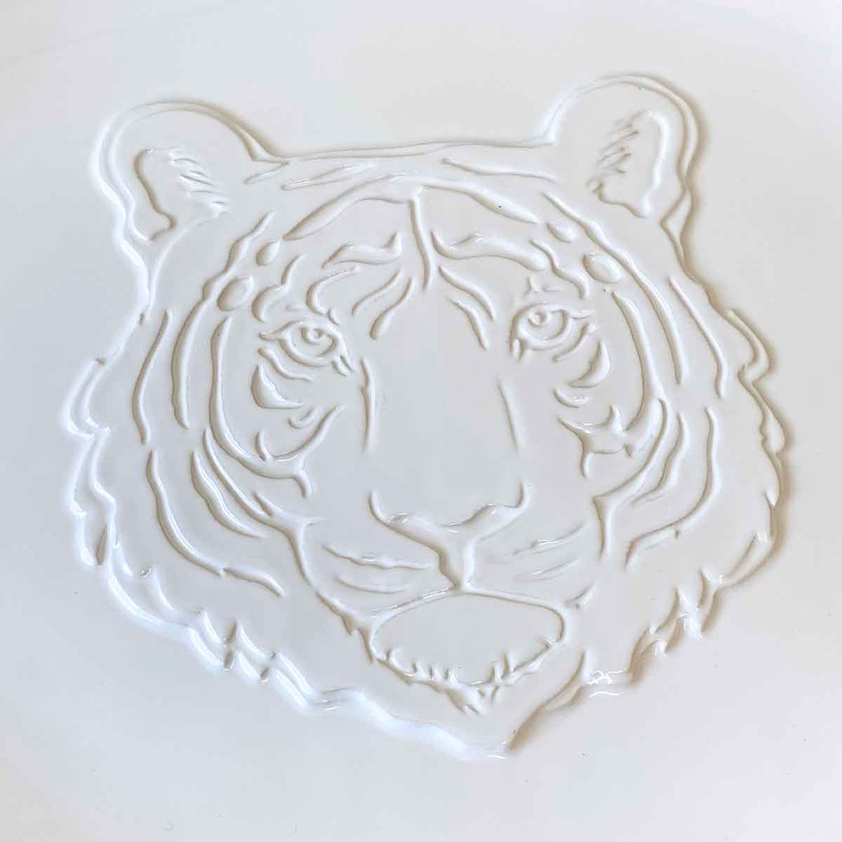 Go Get 'em Tiger Embossed Platter White 16x12in