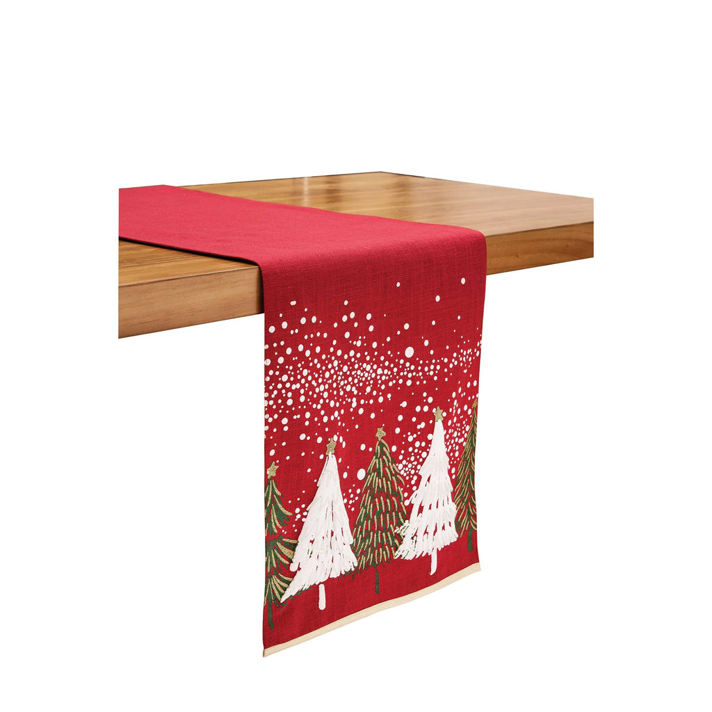 Christmas Snowy Trees Table Runner