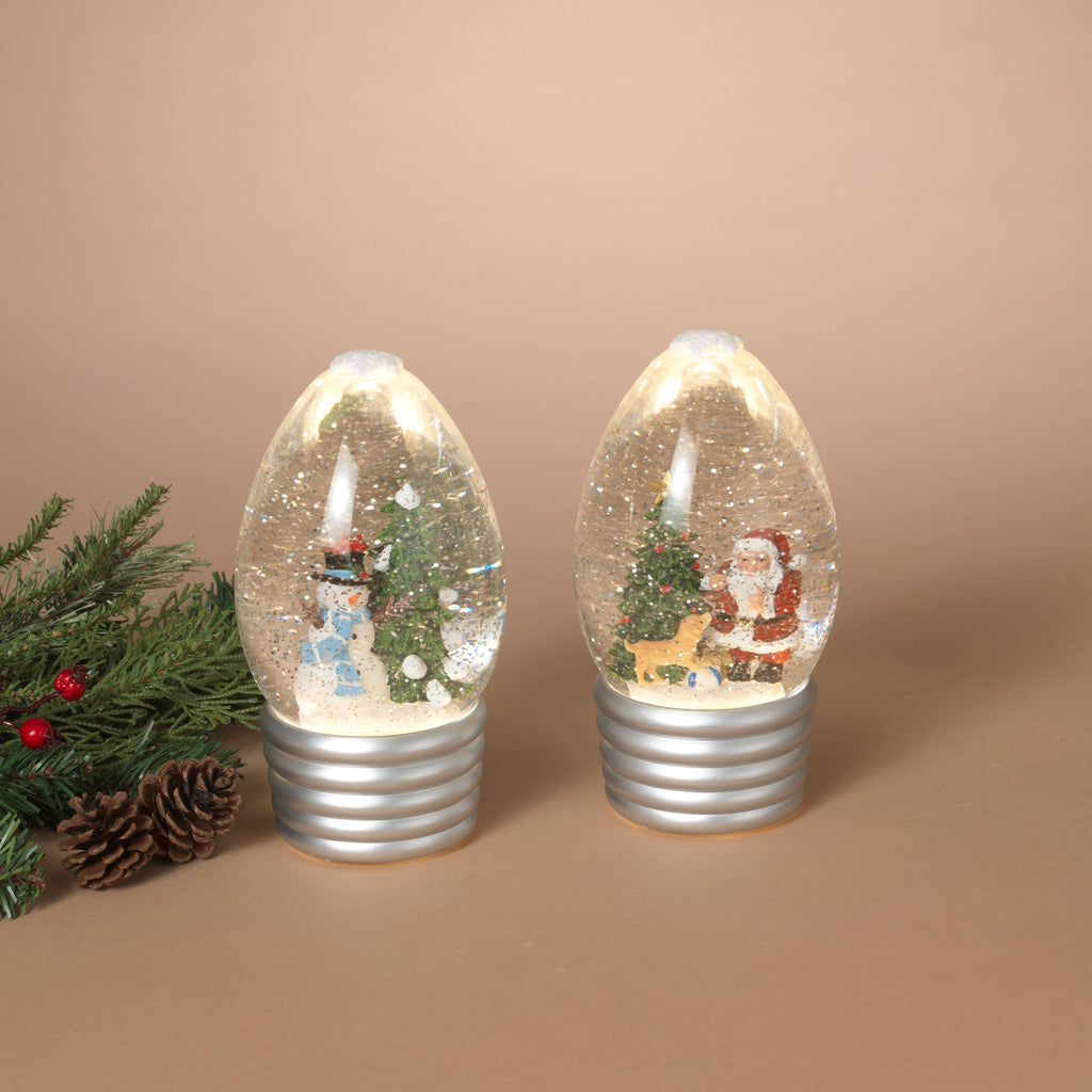 Christmas Lighted Spinning Water Globe with Timer, Light Bulb Design 7.25"H