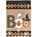 Burlap Boo Ghost Fleur De Lis Garden Flag