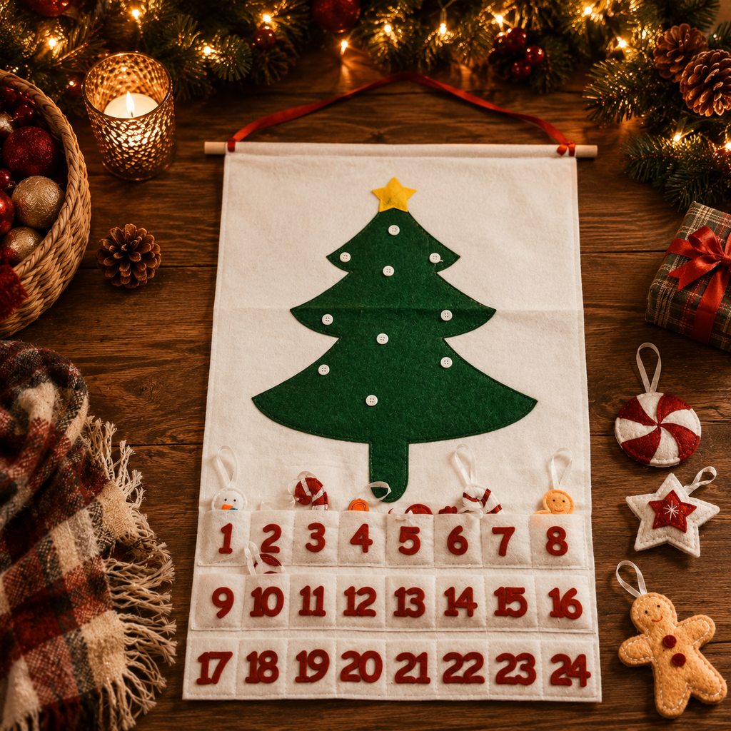 Christmas Home Decor Advent Calendar Felt |  Handmade