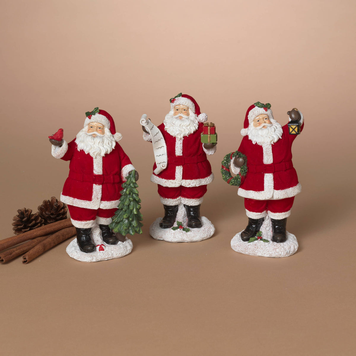 Christmas 6.5"H Resin Holiday Santa, 3 Asst