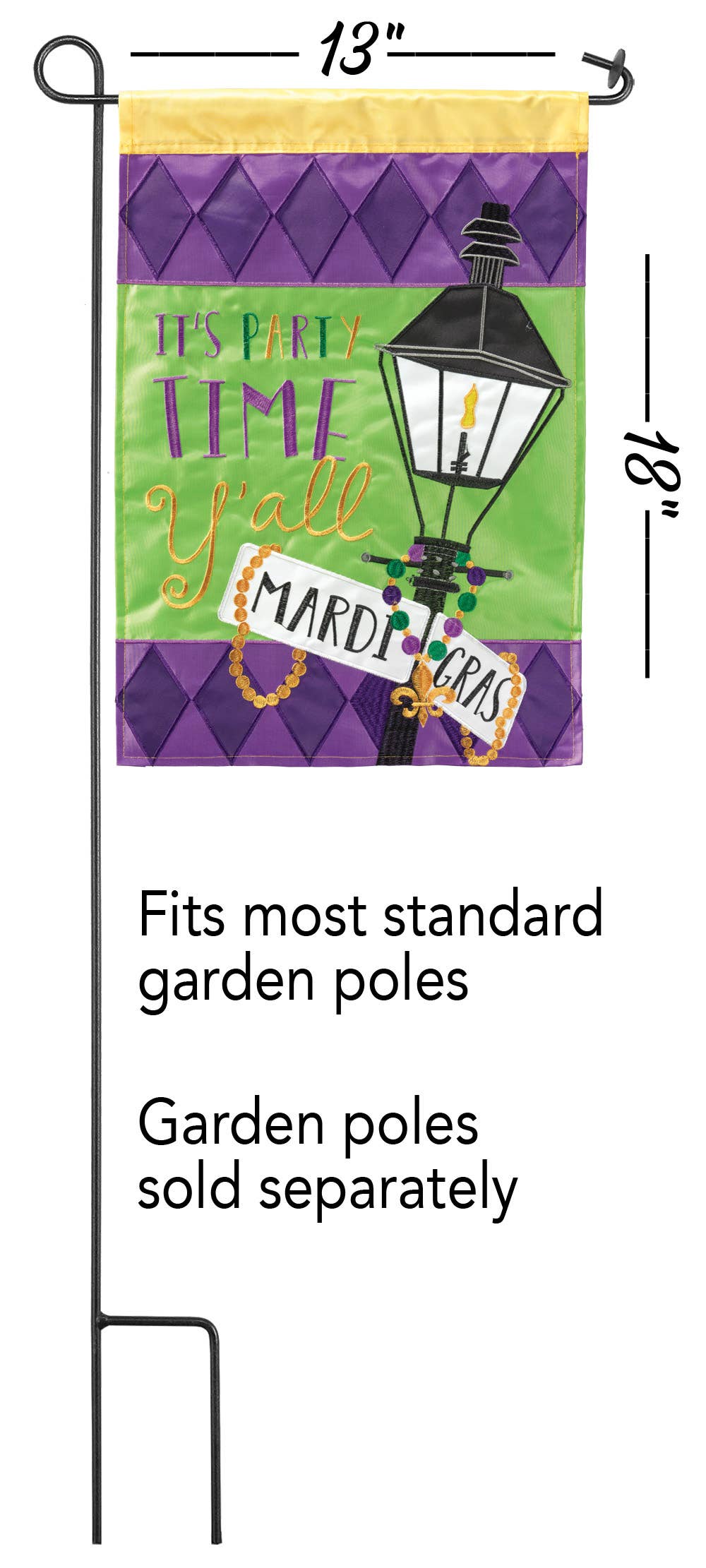 IT'S PARTY TIME Y'ALL LAMPPOST Garden Flag