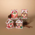 Christmas Lighted Clay Dough Gingerbread Houses Set of 4, 5.5"H