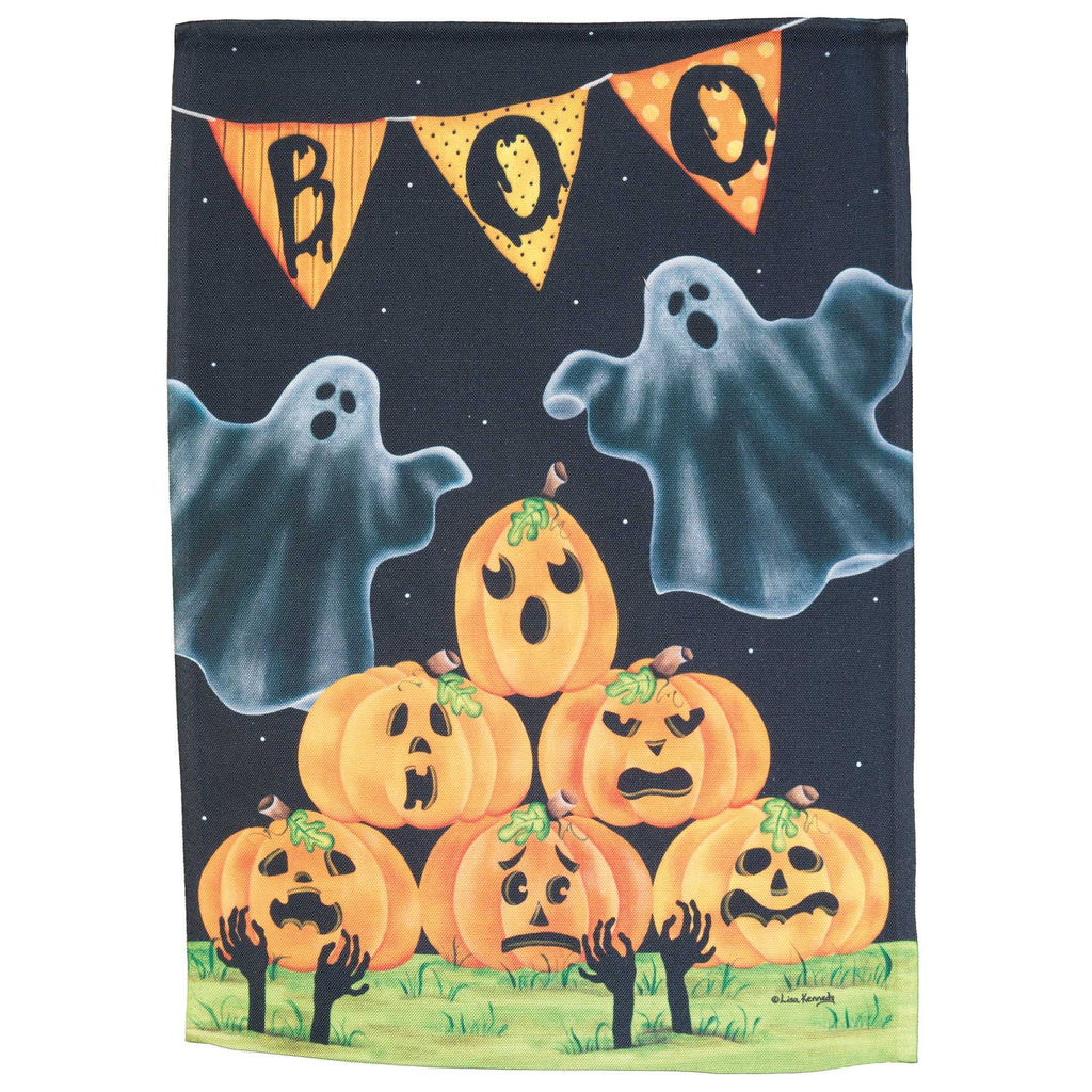 Flag Boo Ghost And Jackolanterns 13x18
