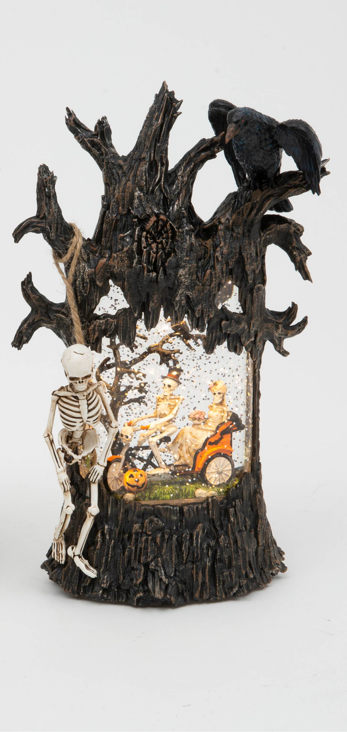 10.8"H B/O Lighted Spinning Water Globe Haunted Tree w/ Time
