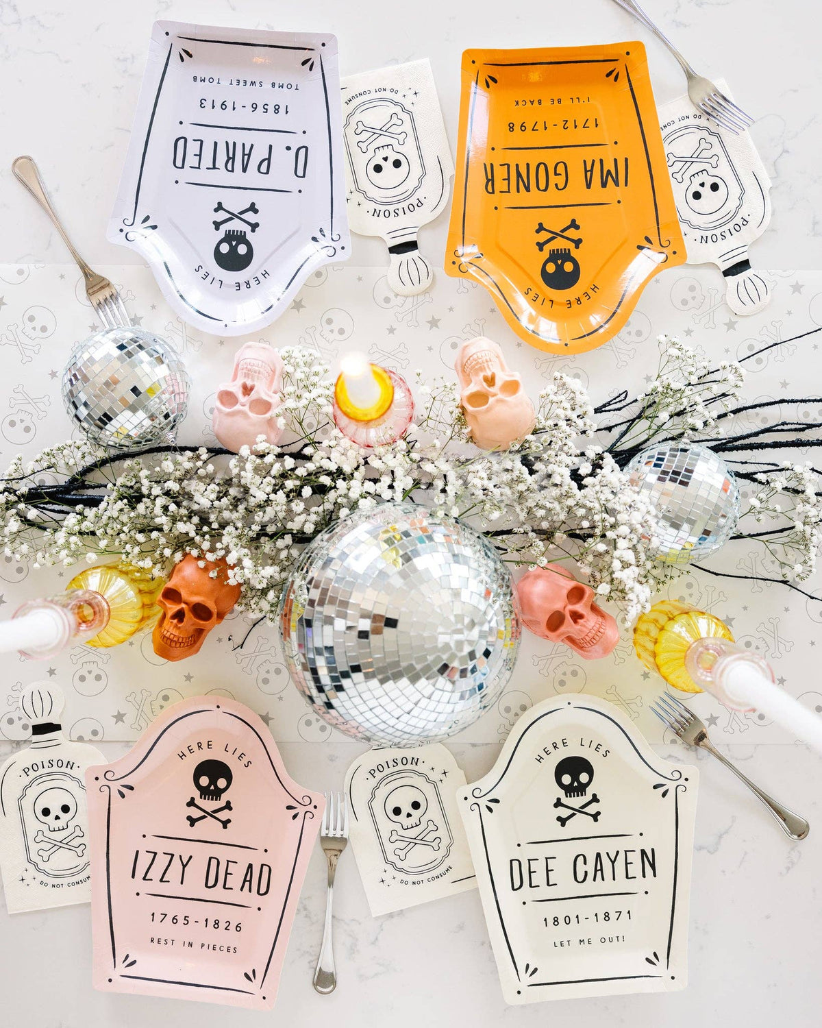 Hey Pumpkin Tombstone Shaped Paper Plate Set