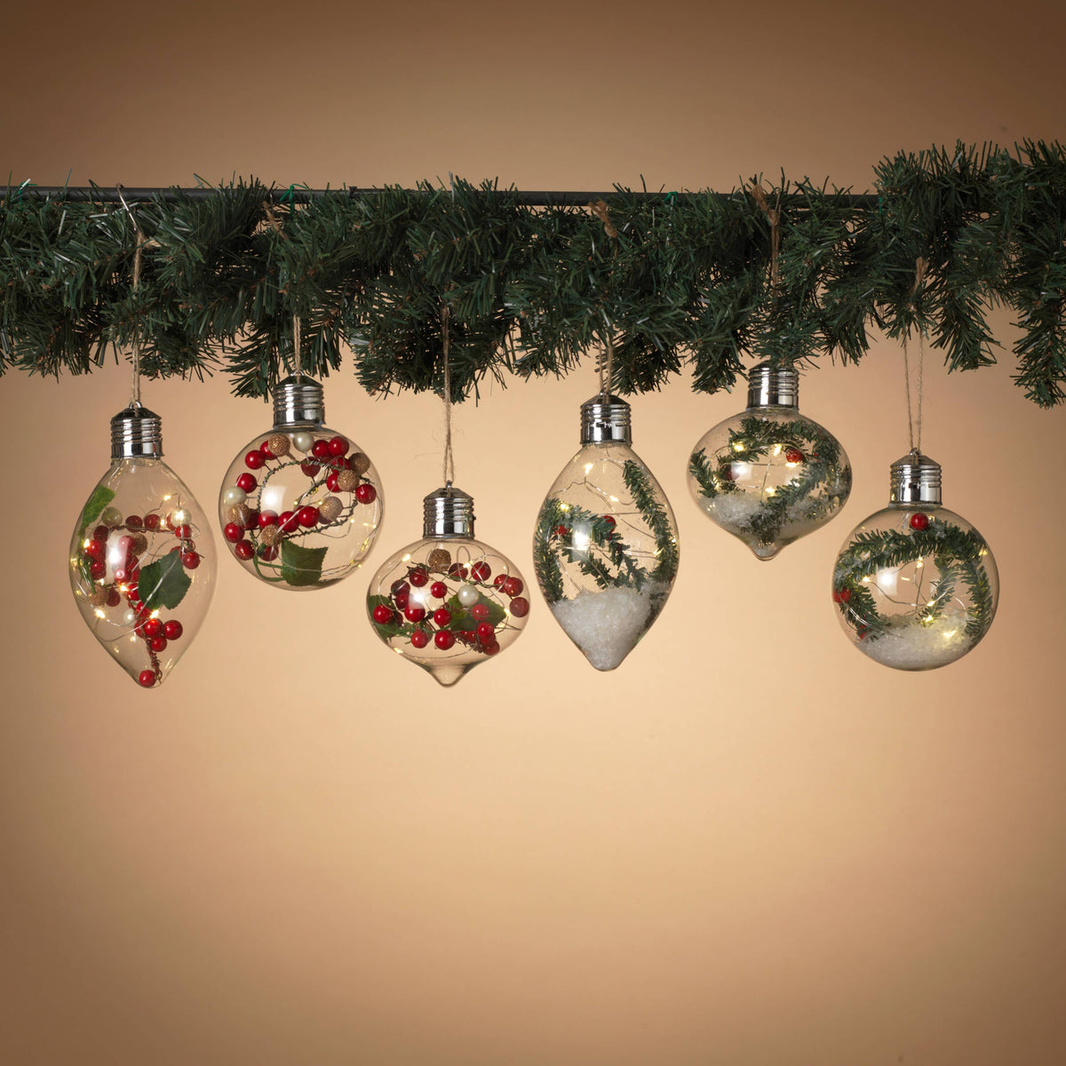 Christmas Lighted Holiday Glass, set of 3