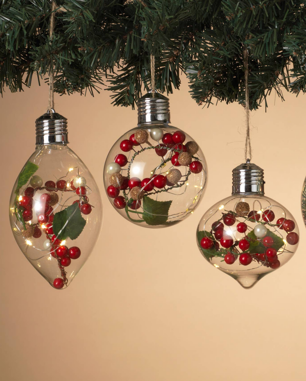 Christmas Lighted Holiday Glass, set of 3