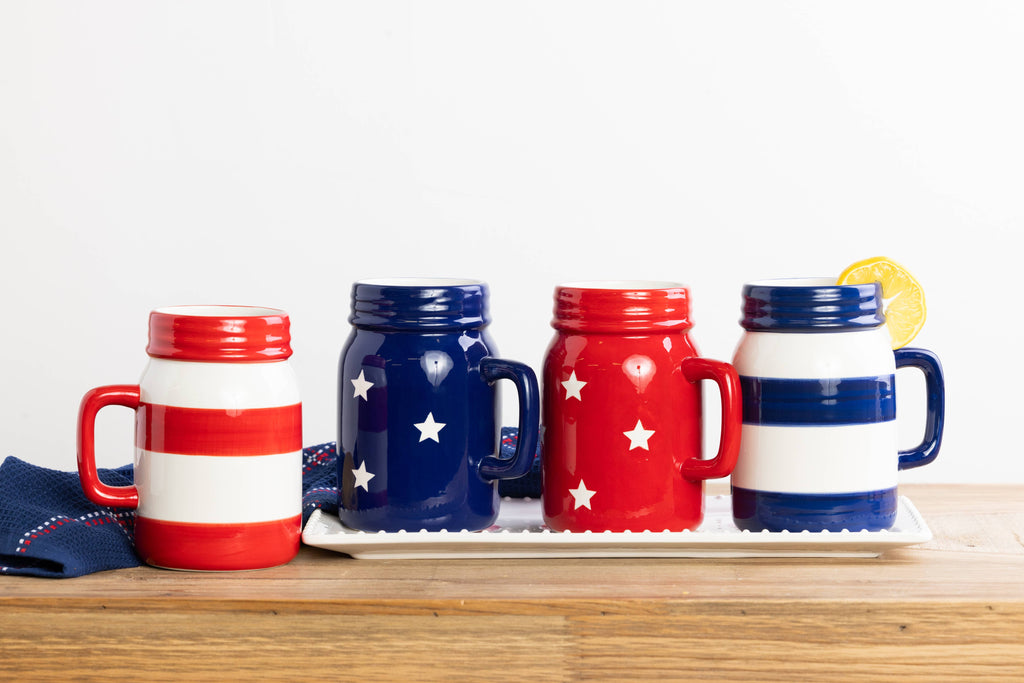 Mason Jar Mug Set of 4 Stars & Stripes