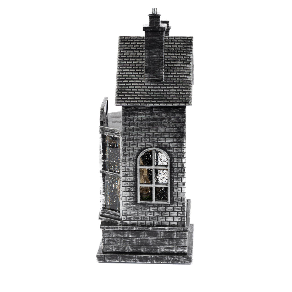 10.5 Inch Lighted Haunted Houses Spinning Halloween Water Globes, set of 2
