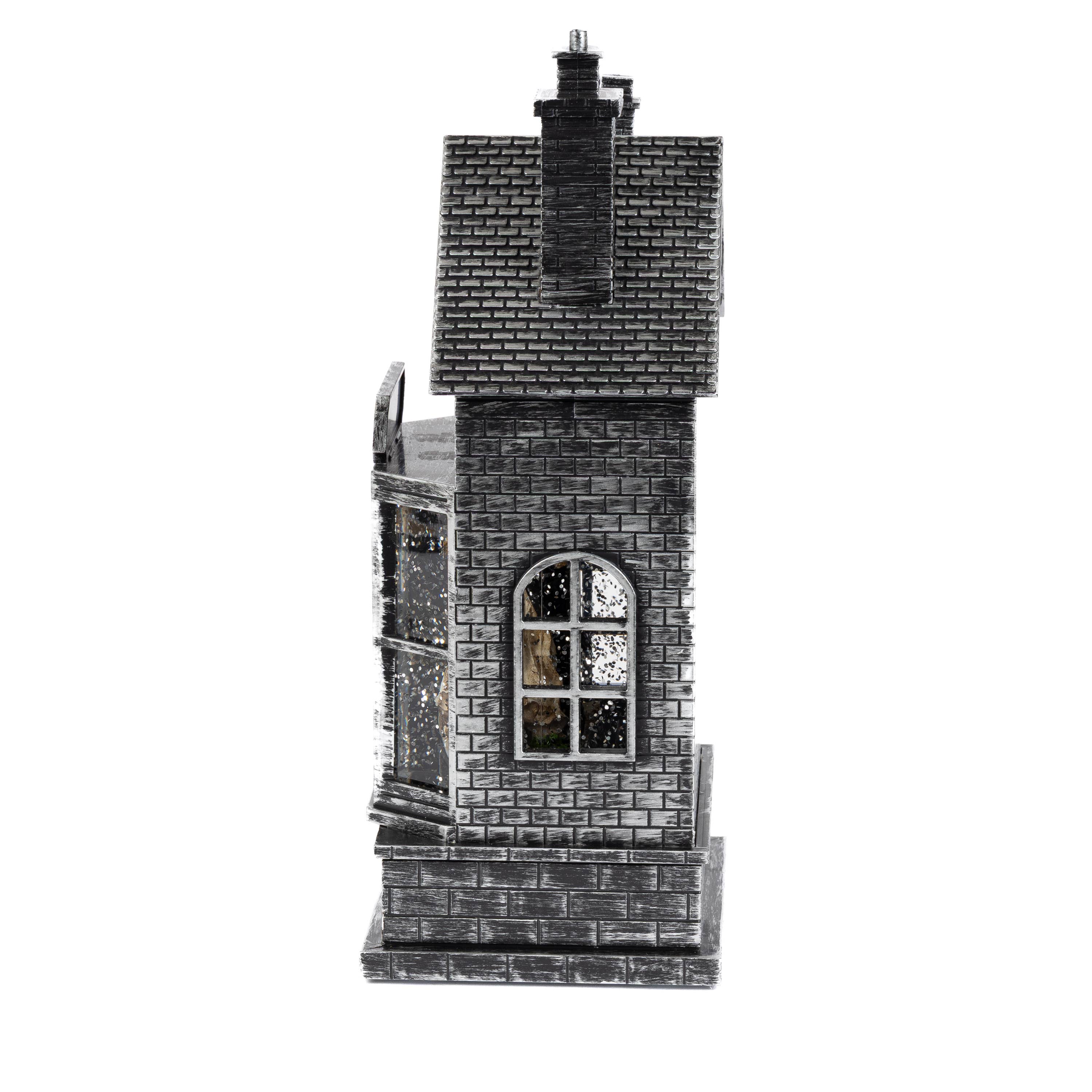 10.5 Inch Lighted Haunted Houses Spinning Halloween Water Globes, set of 2