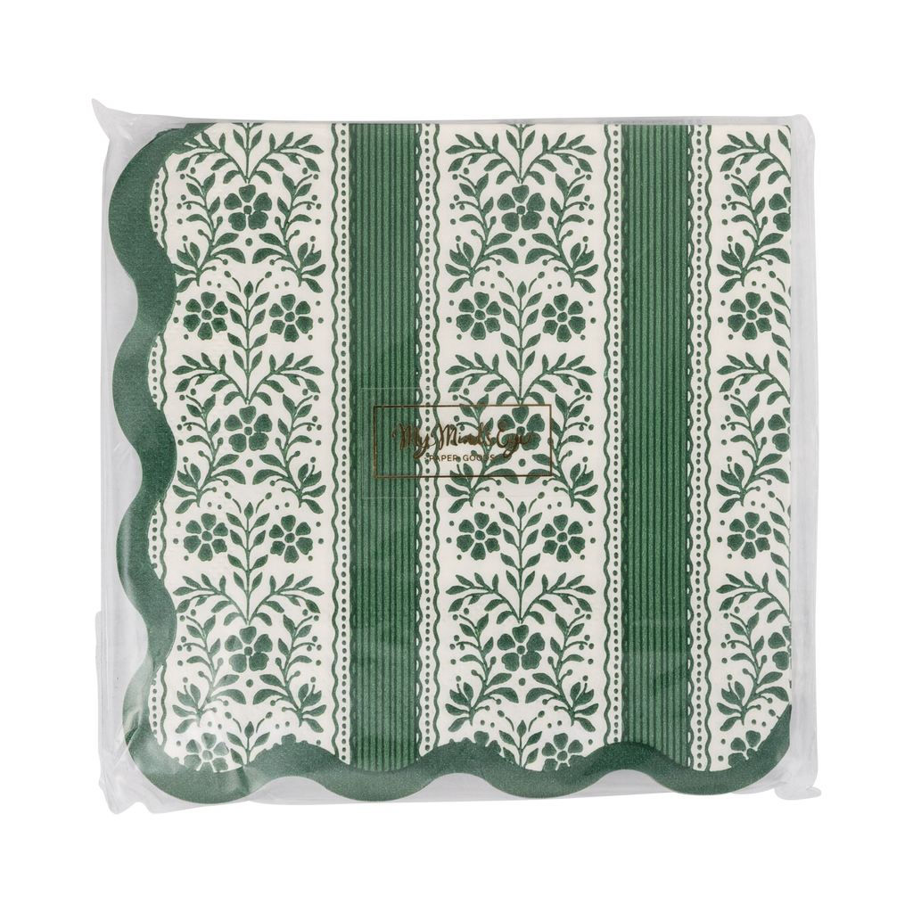 Floral Striped Cocktail Napkin