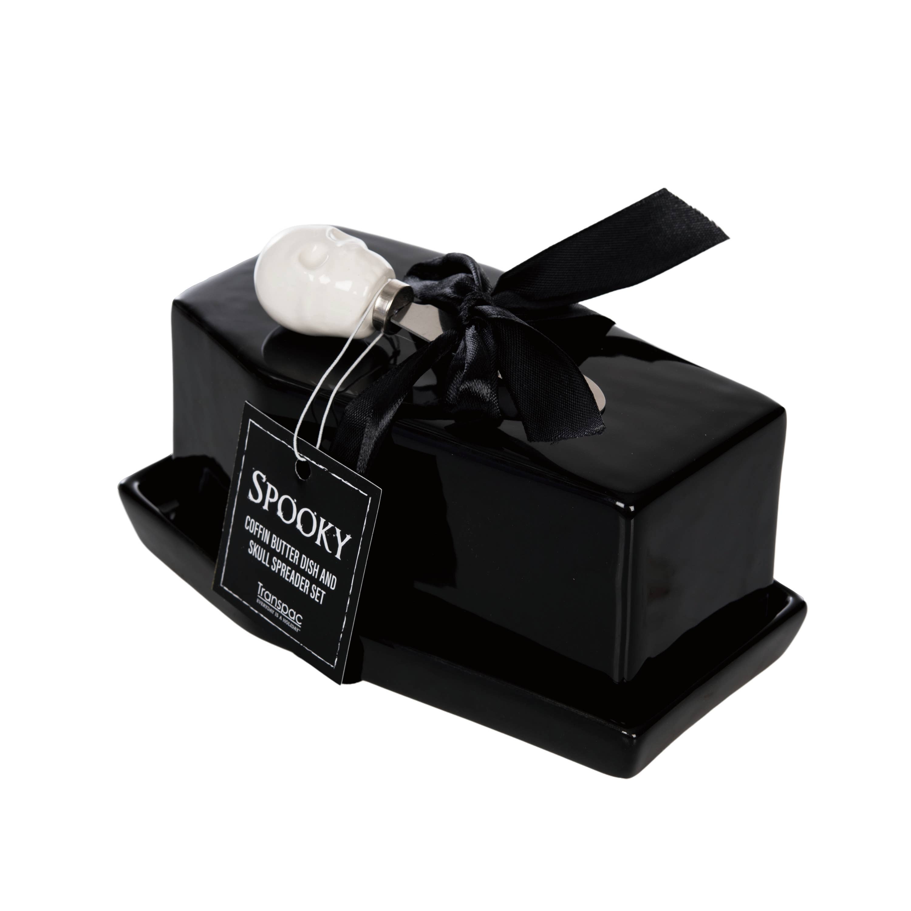 Halloween Ceramic Butter Dish Black