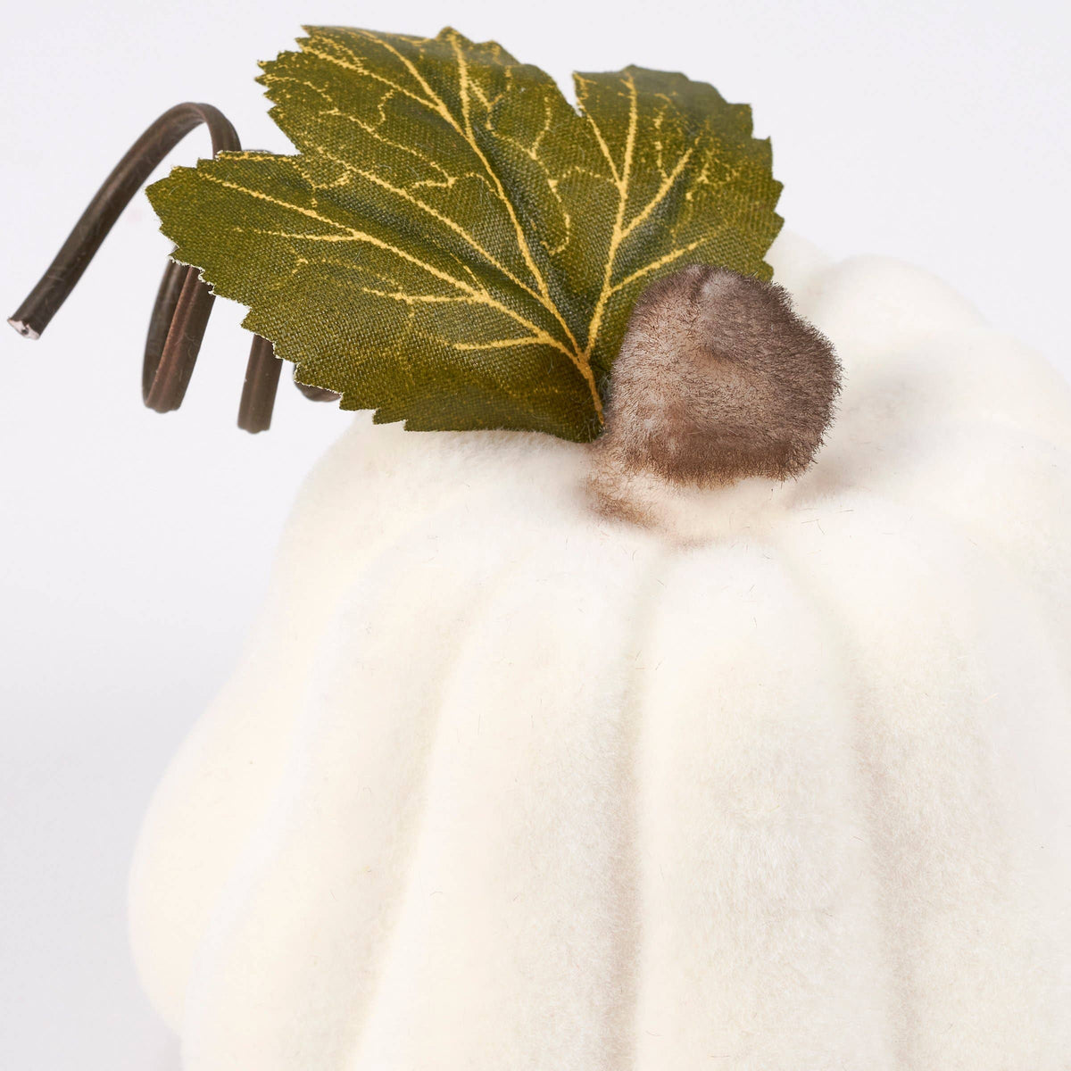 Cream Flocked Pumpkin