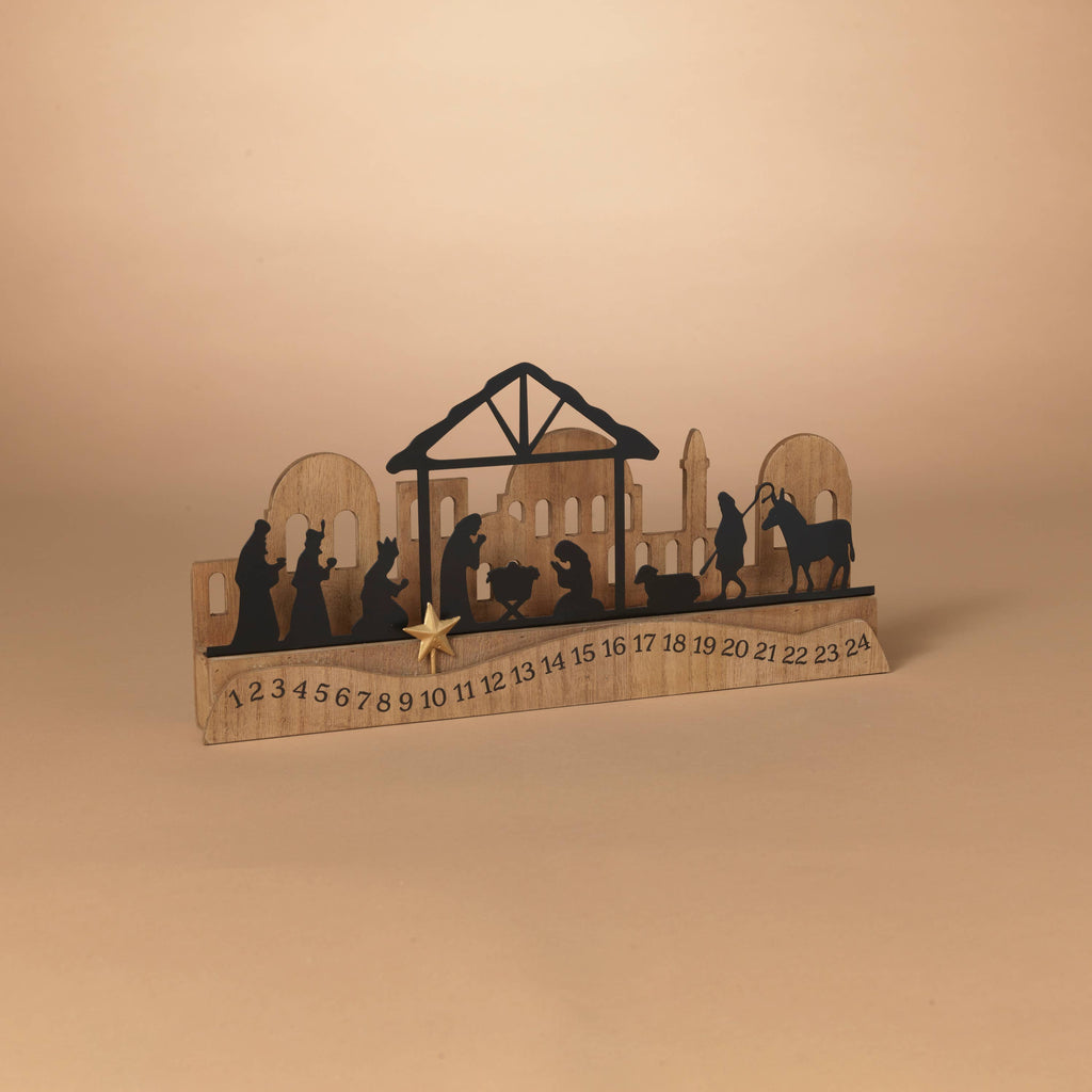Wood Nativity Christmas Countdown Calendar 16.5"L