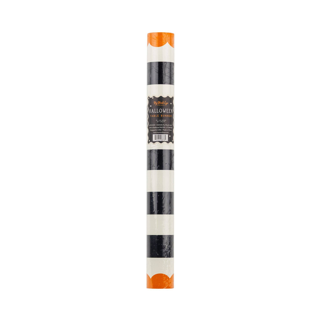 Orange and Black Striped Paper Table Runner