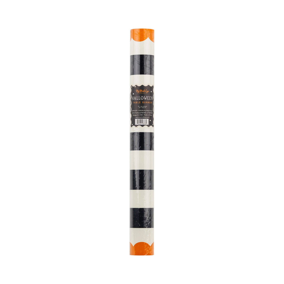 Orange and Black Striped Paper Table Runner